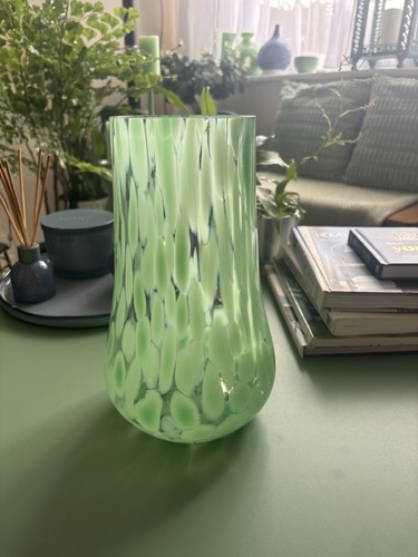 Green glass vase hand - vase, made