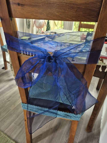 Blue organza chair sash - blue,