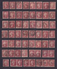 QV 1d Penny Red Stars x 45 Plus a Few Pairs, Used. Unchecked. 1856 - 1861 period