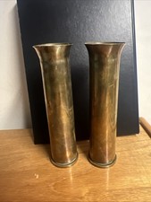 WW2 Trench Art She’ll Cases Military Vases x 2 Vintage Collectable Memorabilia