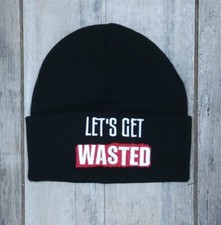 Genuine Darkside LET'S GET WASTED Beanie offensive black Hat Cap ladies mens fun