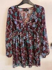 CHANTELLE SIZE S 8 10 PURPLE GREEN MULTI SHEER CHIFFON BEACH FESTIVAL DRESS TOP