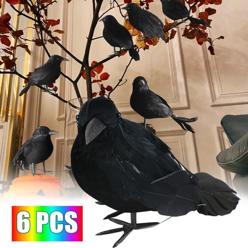 6pcs realistic black crows - realistic,