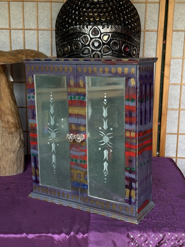 Painted wooden floral door - painted,