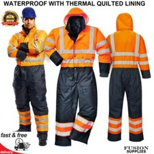 HI-VIS CONTRAST WINTER COVERALLS,WATERPROOF,OVERALL,PADDED,QUILTED LINING, S-6XL