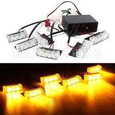 LED Flashing Grill Light Bar Amber 12v Grille Warning Recovery Strobe Beacon Kit