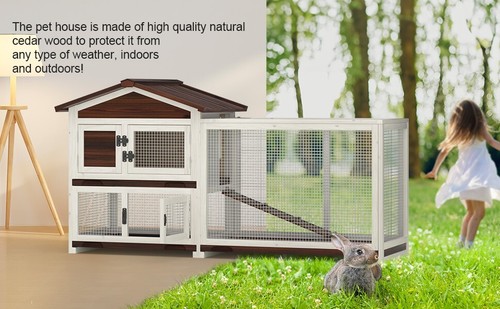 Tier wooden rabbit hutch - wooden,
