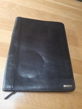 Hidesign Black Leather Zipped Folio A4 Size Multi Internal Pockets