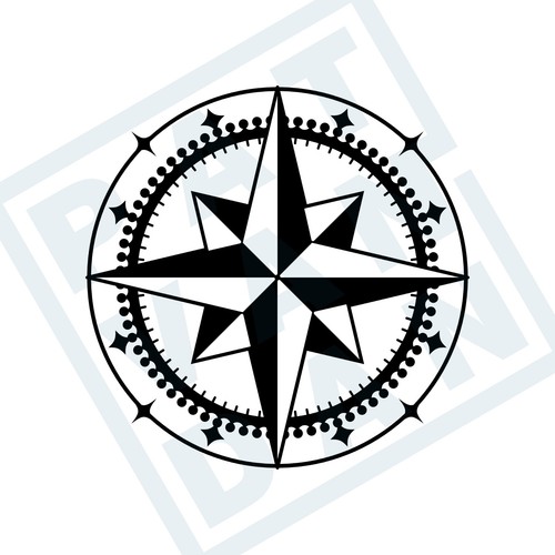 Compass rose vinyl - sticker, –
