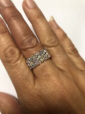 Aurora Borealis AB Coloured Diamonte / Diamante 3 Row Stretchy Ring - NEW