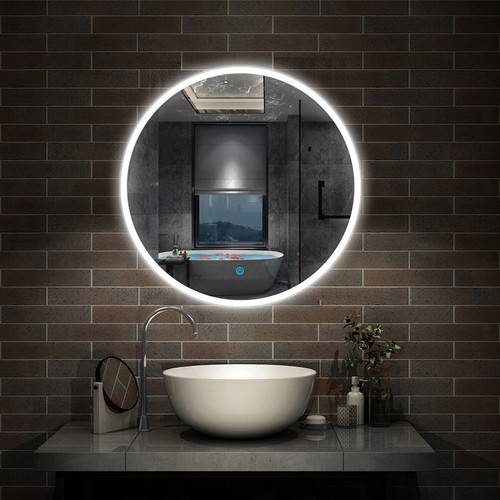 Round led bathroom wall mirror - round,