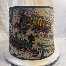 RARE * Vintage Steam Engine Train Railroad Lamp Shade