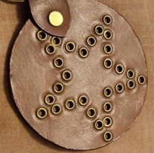 Round Brown Leather Key Fob With Star Design