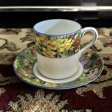 Royal Paragon Fine Bone China Floral Art Deco Blue And White Cup And Saucer
