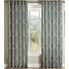 George Oliver Brionna Eyelet Semi Sheer Curtains Set of 2 228W x 183D Teal