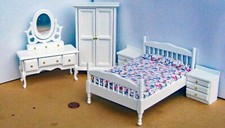 Dolls House Wooden Bedroom Set