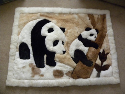 Vintage alpaca fur rug panda - vintage,