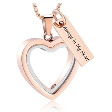Small Heart Cremation Urn Necklace for Ashes Glass Heart Memorial Ashes Pendant