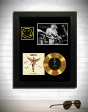 NIRVANA Kurt Cobain In Utero  signed GOLD mini RECORD style CD Display Framed 