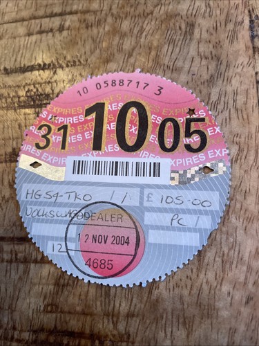 Old tax disc august - disc, 2003