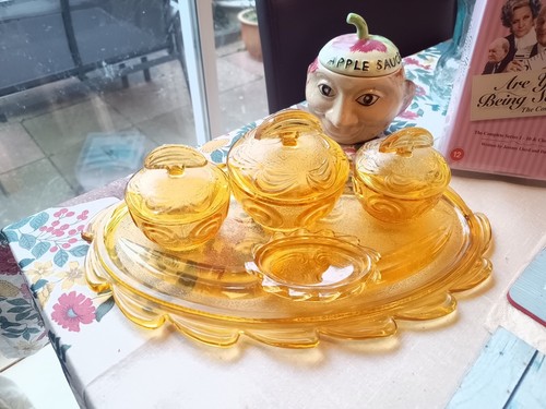 Bagley 1950 art deco amber - art,