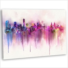 Liverpool Skyline Canvas Print Abstract Watercolour Framed Wall Art Picture ~3