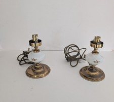 Vintage Brass Lamp -Pair Milk