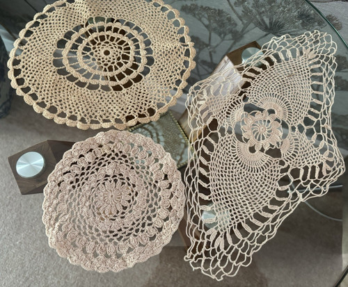Three vintage beige cotton - vintage,