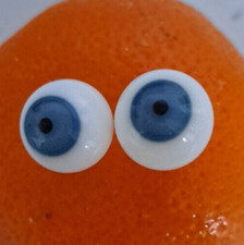 10mm ANTIQUE GLASS BLOWN BLUE GREY DOLL EYES WITH WEIGHTED IRIS