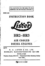 Engines Instruction Manual Fits Lister HR2 & HR3 Air Cooled Diesel
