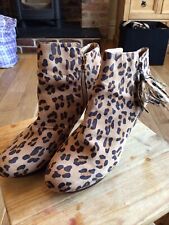 Barratts Size 8 3in Slim Heel Leopard Print Zip Up Ankle Boots Platform 
