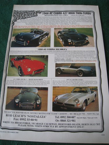 Nostalgia 1968 cobra 427 mkiii - nostalgia,