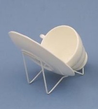 WIRE SITTING TEACUP AND SAUCER STANDS (WHITE) NEW