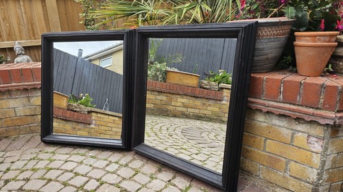 Pair ebonised mirrors 19th - of,