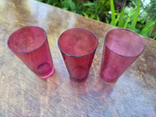 Three vintage small cranberry - vintage,