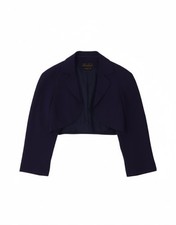 LUISA SPAGNOLI Womens Bolero Jacket IT 44 Medium Navy Blue Silk Classic BR19