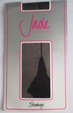  FULLY FASHIONED BLACK SEAMED STOCKINGS ONE SIZE JADE BRAND 