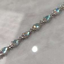 9ct White Gold Tennis Bracelet Mystic Topaz Stones 375 Stamped 19cm  Fri