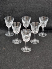 6 Waterford Crystal Lismore Cut Glass Etched Liqueur Glasses