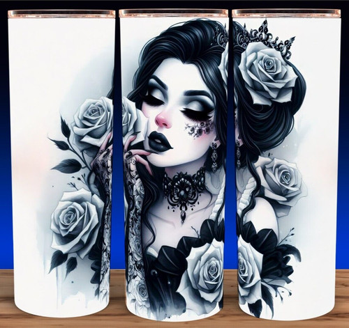 Gothic classy girl with roses - girl,