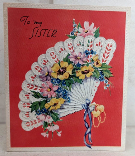 Vintage unused sister fan - vintage,