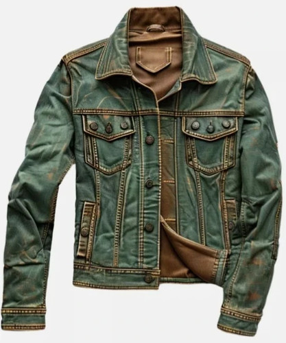 Men green trucker leather - green,