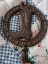 Rustic Western Round Cast Iron Boot Coat/Hat Hanger 5" X 7"