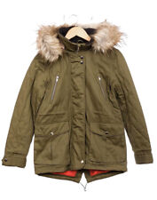 Girls Olive Green Detachable Furry Trim Hood Parka School Jacket Winter Coats