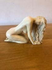 Vintage Cream Resin? Naked, female kneeling. Sensual pose figurine. Lovely item.
