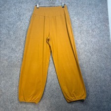 Gudrun Sjoden Trousers Womens Size UK8-10 Mustard Cotton Elastic Waist Lagenlook