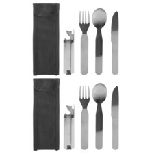 Camping Knife Fork Spoon Military Army Stainless Steel Cutlery Cooking 10pc Set
