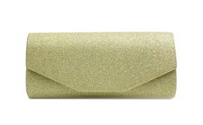 Women's Glitter Clutch Bag Chain Diamante Evening Prom Bridal Wedding Handbag UK