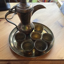 Arabian Coffee Pot Middle Eastern Traditional Pot, Tray and 6 Cups