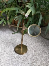 Solid Brass Desktop Magnifying Glass Vintage Magnifier Gift Adjustable Stand 